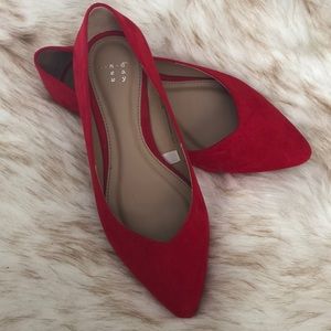 Suede red flats